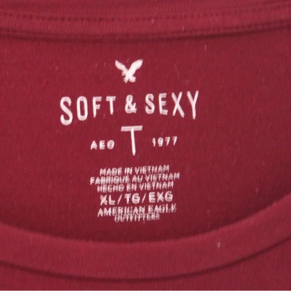 American Eagle Soft and Sexy Burgundy Tee Size XL - Picture 3 of 4